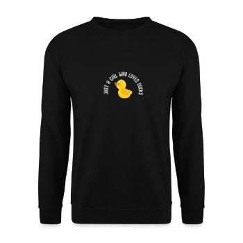 Just A Girl Who Loves Ducks Cute Duck Lover - Sweat-shirt Unisexe - noir - Devant - Alina (178cm) & Michal (187cm)
