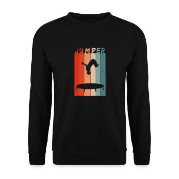 Jumper Trampoline Gymnastics Retro - Unisex Sweatshirt - black - Front - Alina (178cm) & Michal (187cm)