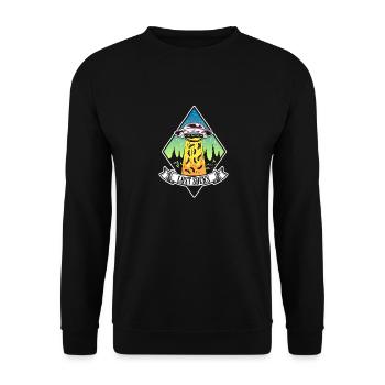 Funny UFO Alien Kidnapping Lost Socks - Unisex Sweatshirt - black - Front - Alina (178cm) & Michal (187cm)