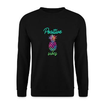 Positive Vibes - Pineapple, summer - Unisex Sweatshirt - black - Front - Alina (178cm) & Michal (187cm)