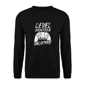 Level 18 Unlocked 18. Geburtstag - Unisex Pullover - Schwarz - Vorne - Alina (178cm) & Michal (187cm)
