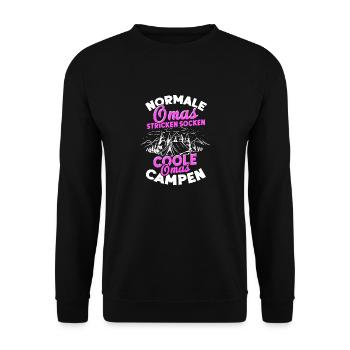 Oma Camping Coole Oma Wohnmobil Camping - Unisex Pullover - Schwarz - Vorne - Alina (178cm) & Michal (187cm)