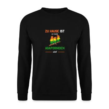 Agaporniden Pfirsichköpchen Papagei Geschenkidee - Unisex Pullover - Schwarz - Vorne - Alina (178cm) & Michal (187cm)