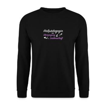 Heilpädagogin Heilpädagogik Heilerziehung Geschenk - Unisex Pullover - Schwarz - Vorne - Alina (178cm) & Michal (187cm)