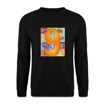 9 Years 9th Birthday 9th Birthday Comic Style - Unisex Sweatshirt - black - Front - Alina (178cm) & Michal (187cm)
