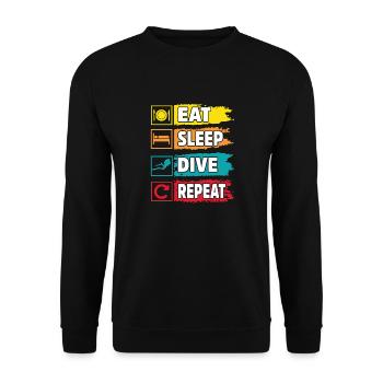 Eat sleep Dive repeat Scuba Diving - Unisex Sweatshirt - black - Front - Alina (178cm) & Michal (187cm)