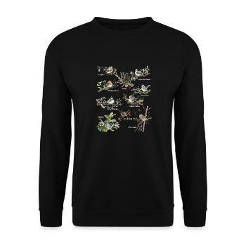 Gartenvögel Amsel Meise Zaunkönig Spatz Stieglitz - Unisex Pullover - Schwarz - Vorne - Alina (178cm) & Michal (187cm)