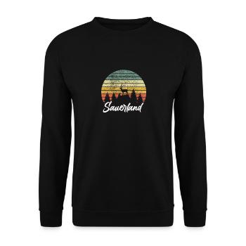 Sauerland Sauerländer Nordrhein-Westfalen Geschenk - Unisex Pullover - Schwarz - Vorne - Alina (178cm) & Michal (187cm)