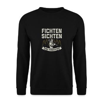 Fichten Sichten Und Vernichten Holzfäller - Unisex Pullover - Schwarz - Vorne - Alina (178cm) & Michal (187cm)