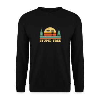 Disc Golf T Shirt Retro Stupid Tree Tshirt Disc Go - Unisex Sweatshirt - black - Front - Alina (178cm) & Michal (187cm)