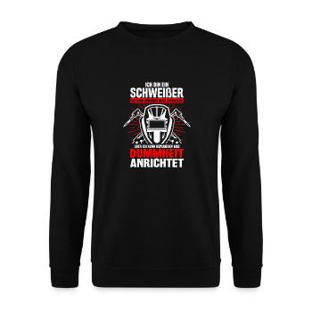 Beruf Schweißer - Schweißen Spruch Geschenk - Unisex Pullover - Schwarz - Vorne - Alina (178cm) & Michal (187cm)