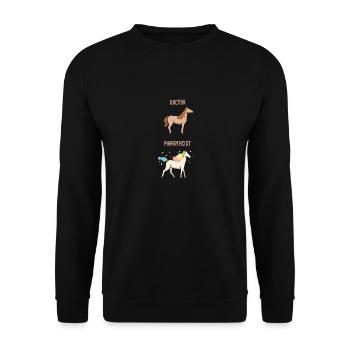 Doctor Vs Pharmacist Unicorn Dancing - Unisex Pullover - Schwarz - Vorne - Alina (178cm) & Michal (187cm)