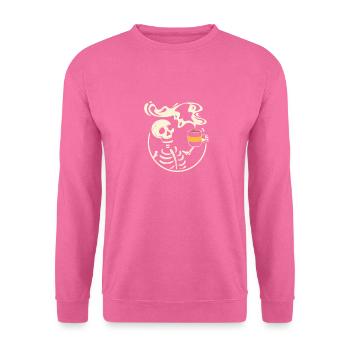 Skeleton Vintage Picture With Smiling Skull - Unisex Pullover - Pink - Vorne