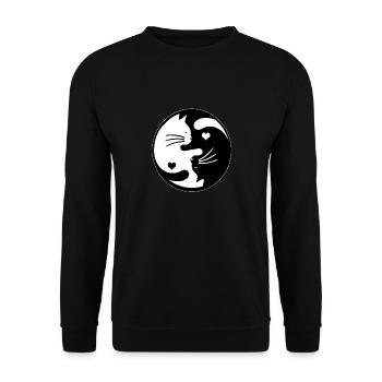 Chats Ying Yang - Sweat-shirt Unisexe - noir - Devant - Alina (178cm) & Michal (187cm)