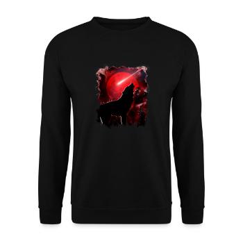 Wolf Red Moon Japan Otacus Anime and Manga - Unisex Sweatshirt - black - Front - Alina (178cm) & Michal (187cm)