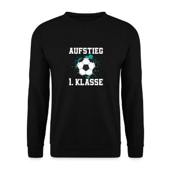 Aufstieg Fußball Sport 1.Klasse Tor - Unisex Pullover - Schwarz - Vorne - Alina (178cm) & Michal (187cm)