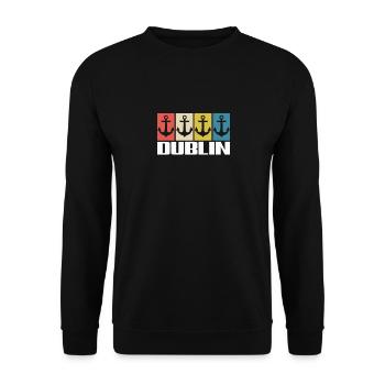 Dublin Irland Skyline Silhouette Irish Flag Trave - Unisex Pullover - Schwarz - Vorne - Alina (178cm) & Michal (187cm)