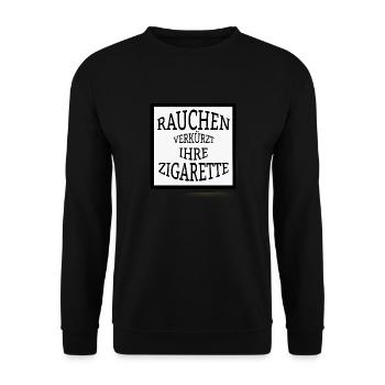 Zigaretten Spruch Lustig - Unisex Pullover - Schwarz - Vorne - Alina (178cm) & Michal (187cm)