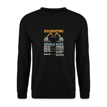EXCAVATOR OPERATOR: Excavating Hourly Rate - Unisex Sweatshirt - black - Front - Alina (178cm) & Michal (187cm)