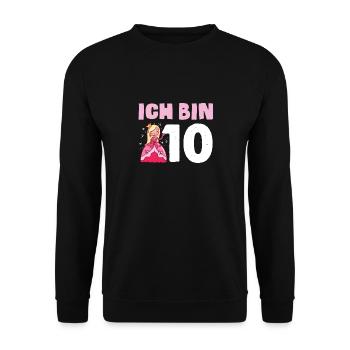 Mädchen Ich bin 10 Jahre alt 10. Geburtstag - Unisex Pullover - Schwarz - Vorne - Alina (178cm) & Michal (187cm)