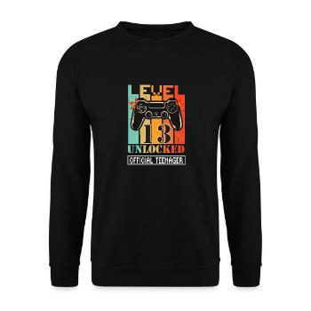 13ème anniversaire niveau joueur de jeu déverrouillé officia - Sweat-shirt Unisexe - noir - Devant - Alina (178cm) & Michal (187cm)