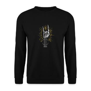 Rock n Roll Skeleton Guitar Music Lover - Unisex Pullover - Schwarz - Vorne - Alina (178cm) & Michal (187cm)