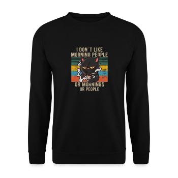 i dont like morning people cat cat coffee miau - Unisex Sweatshirt - black - Front - Alina (178cm) & Michal (187cm)
