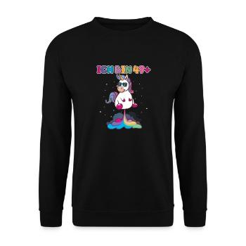 50 Geburtstag Frauen Männer Deko Geschenk Einhorn - Unisex Pullover - Schwarz - Vorne - Alina (178cm) & Michal (187cm)