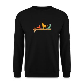 Deutscher Schäferhund Heartbeat Shirt Retro Deutsch Sheph - Unisex Pullover - Schwarz - Vorne - Alina (178cm) & Michal (187cm)