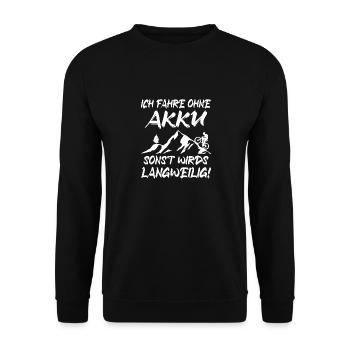 Fahrrad ohne Akku - Unisex Pullover - Schwarz - Vorne - Alina (178cm) & Michal (187cm)