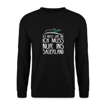 Sauerland Sauerländer Soest Wandern Geschenkidee - Unisex Pullover - Schwarz - Vorne - Alina (178cm) & Michal (187cm)