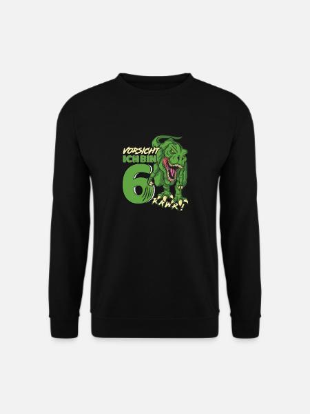 Dinosaurier Dino 6 Geburtstag Deko ich bin 6 Jahre - Unisex Pullover - Schwarz