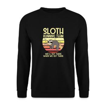 Sloth Running Team Läufer Faultier Müde Laufen - Unisex Pullover - Schwarz - Vorne - Alina (178cm) & Michal (187cm)