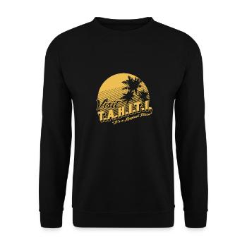 Tahiti. It's a Magical Place Shield - Unisex Sweatshirt - black - Front - Alina (178cm) & Michal (187cm)