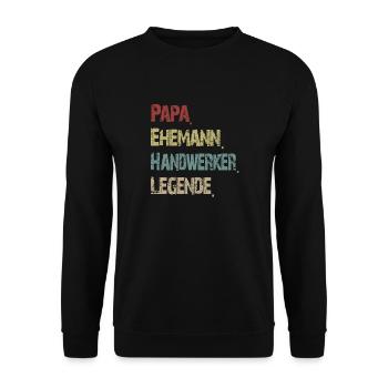 Papa Ehemann Handwerker Legende Vintage Retro - Unisex Pullover - Schwarz - Vorne - Alina (178cm) & Michal (187cm)