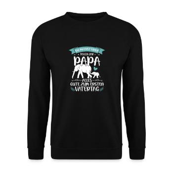 Erster Vatertag - Elefant Vatertagsgeschenk - Unisex Pullover - Schwarz - Vorne - Alina (178cm) & Michal (187cm)