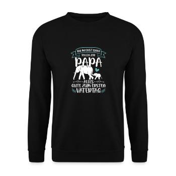 Erster Vatertag - Elefant Vatertagsgeschenk - Unisex Pullover - Schwarz - Vorne - Alina (178cm) & Michal (187cm)