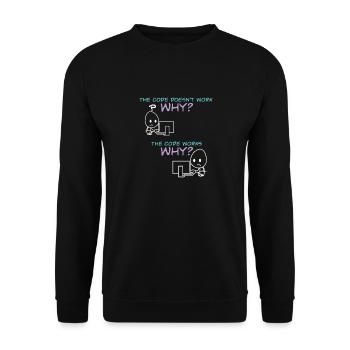 Programmer Code Works Why - Unisex Sweatshirt - black - Front - Alina (178cm) & Michal (187cm)