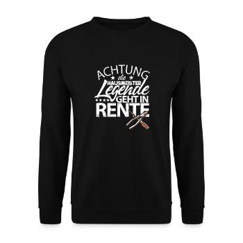Hausmeister Legende in Rente Handwerker Arbeit - Unisex Pullover - Schwarz - Vorne - Alina (178cm) & Michal (187cm)