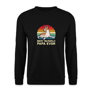 Meilleur Basenji Papa Ever Sunset Shirt Retro Basenji - Sweat-shirt Unisexe - noir - Devant - Alina (178cm) & Michal (187cm)