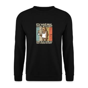 Lustiger Faultier Spruch Mitarbeiter - Unisex Pullover - Schwarz - Vorne - Alina (178cm) & Michal (187cm)