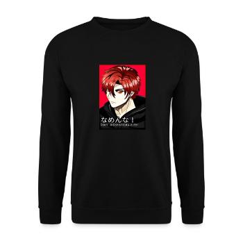 Red Anime Manga Design China Japan - Unisex Sweatshirt - black - Front - Alina (178cm) & Michal (187cm)