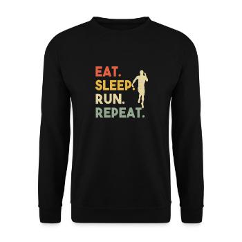 Eat Sleep Run Repeat Retro Runner Training Outdoor - Unisex Sweatshirt - black - Front - Alina (178cm) & Michal (187cm)