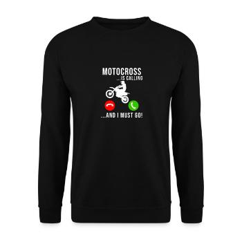 Motocross Is Calling Funny Coole Motocrossfahrer - Unisex Pullover - Schwarz - Vorne - Alina (178cm) & Michal (187cm)