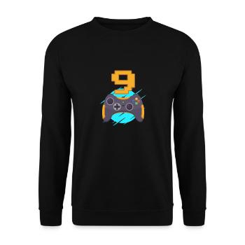 Kids 9th Birthday Gamer PC Console Zocker - Unisex Sweatshirt - black - Front - Alina (178cm) & Michal (187cm)
