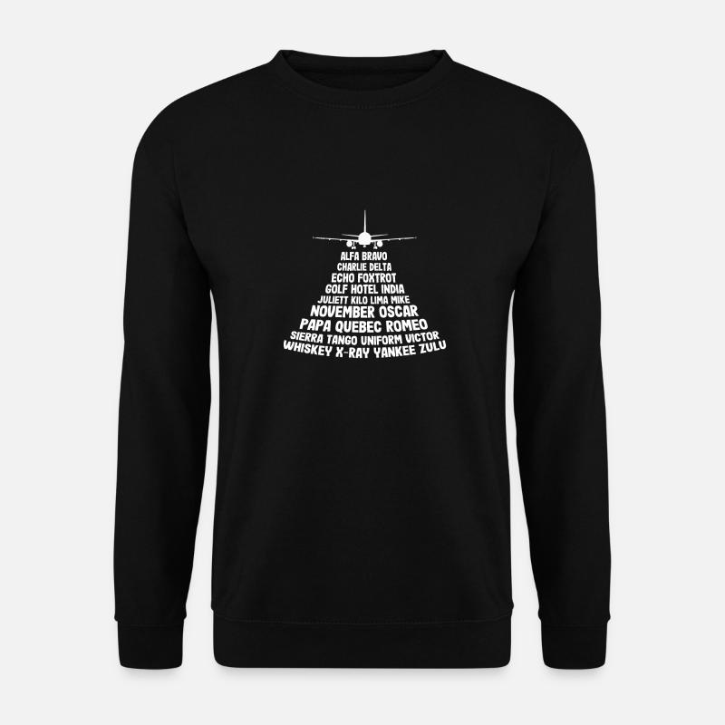Pilot Motiv Flugzeug Geschenk Nato Alphabet - Unisex Pullover - Schwarz