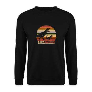 Papasaurus Vatertag Papa - Unisex Pullover - Schwarz - Vorne - Alina (178cm) & Michal (187cm)