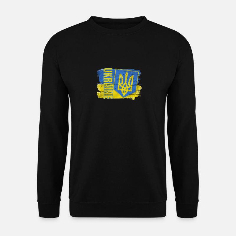 Ukraine Ukrainische Flagge Dreizack Wappen - Unisex Pullover - Schwarz