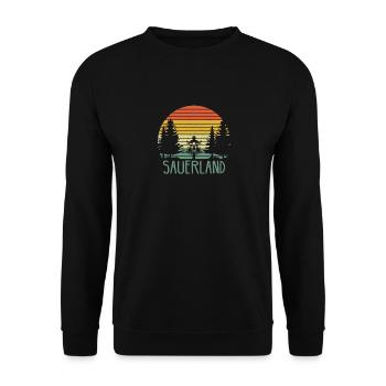 Sauerland Sauerländer Biker Wandern Geschenkidee - Unisex Pullover - Schwarz - Vorne - Alina (178cm) & Michal (187cm)