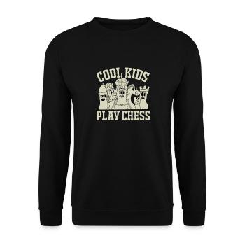 Cool kids play chess - Unisex Pullover - Schwarz - Vorne - Alina (178cm) & Michal (187cm)